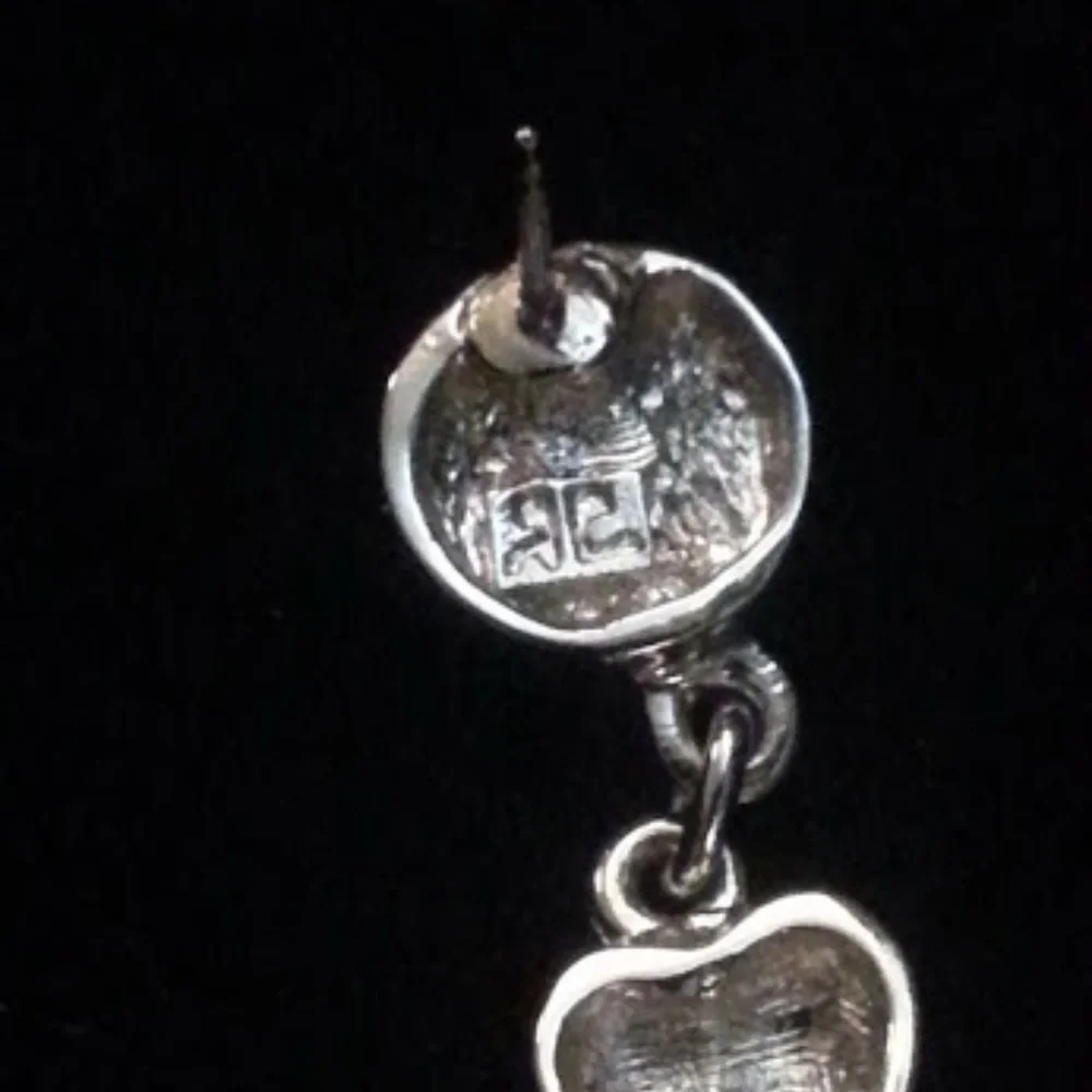 Banana Republic Dangle Heart Silver-tone bezel CZ 1